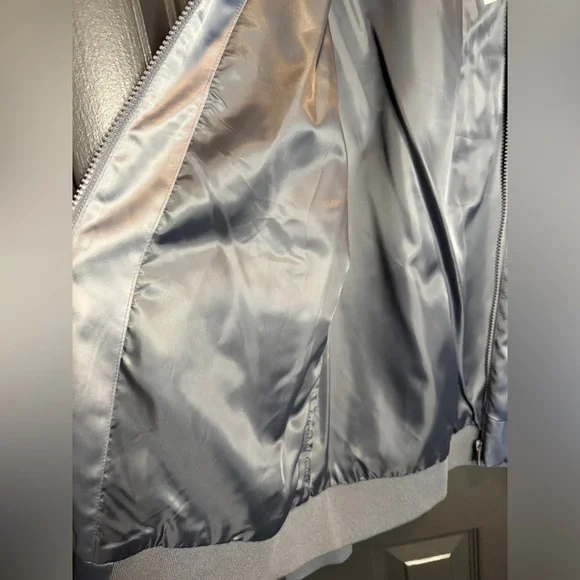 H&M satin look bomber jacket in size small steel blue color is beautiful - Picture 6 of 12